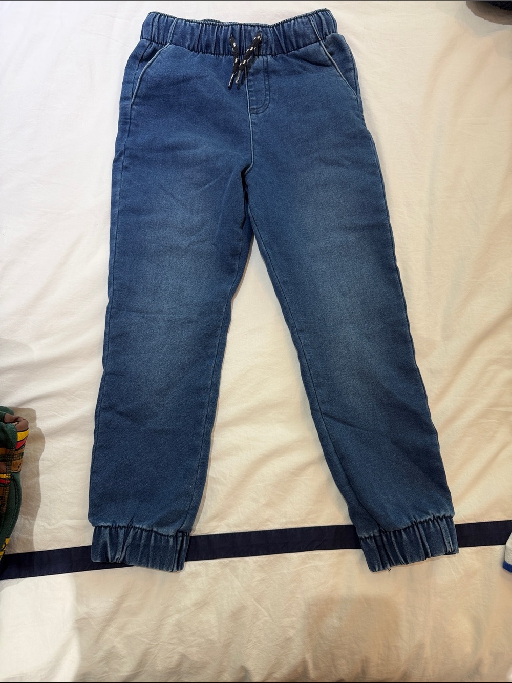 Kids Elastic Waist Blue Jogger Jeans